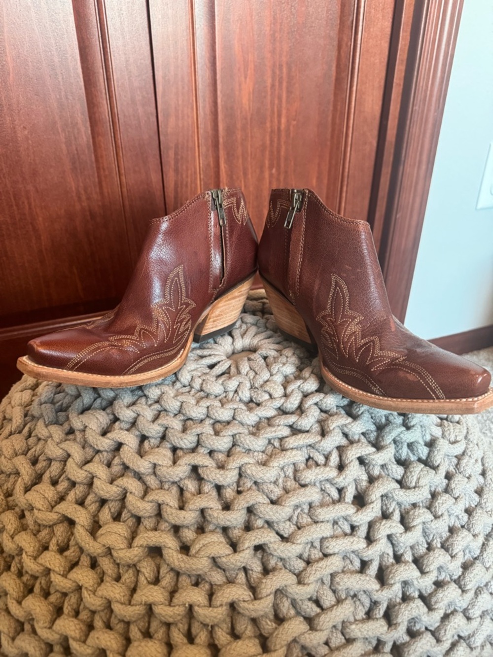 Ariat Brown Leather Western Ankle Booties